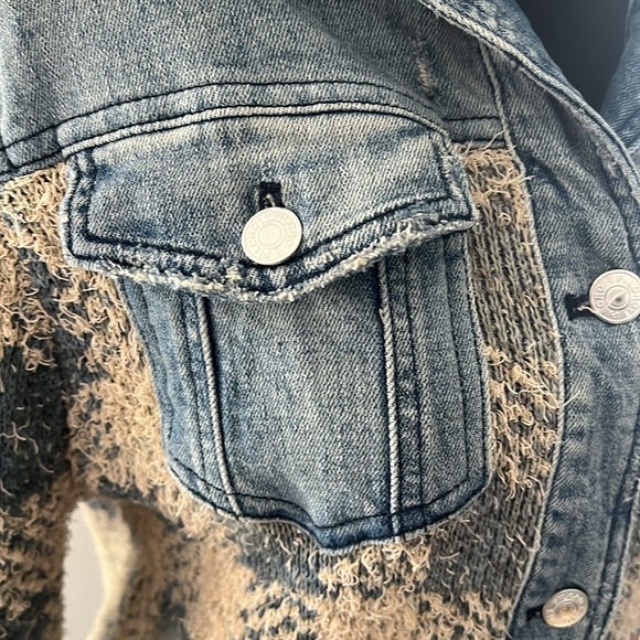 Pilcro bohemian/vintage style denim-knit jacket small - Picture 5 of 15